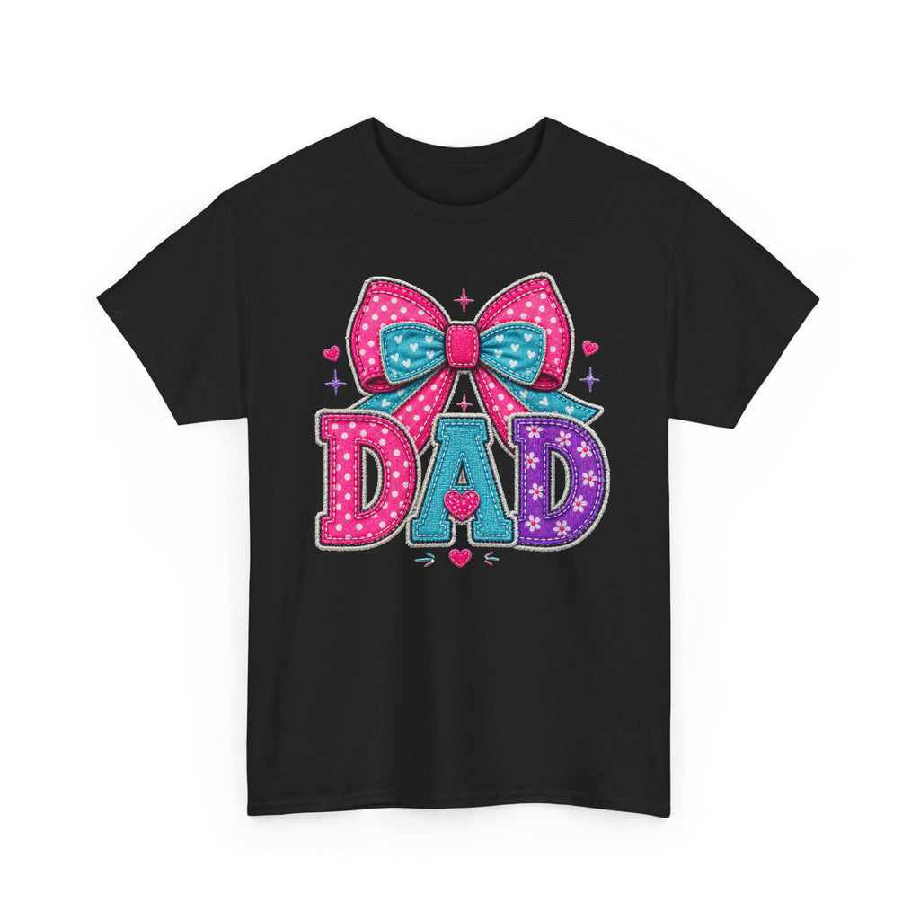 Dad Bow Graphic Tee — Cute Colorful "DAD" Design, Father's Day Gift