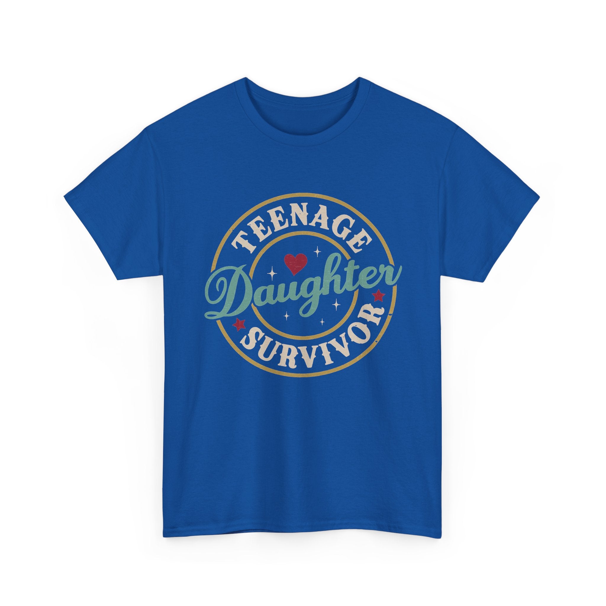 Teenage Daughter Survivor T-Shirt – Retro Heart Badge Tee for Moms & Families