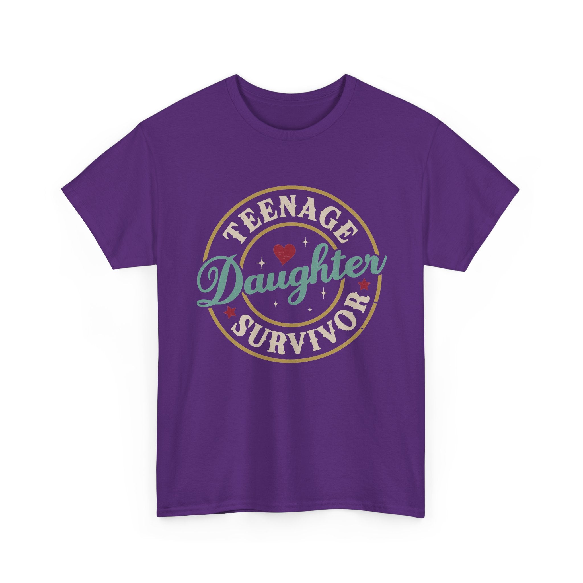 Teenage Daughter Survivor T-Shirt – Retro Heart Badge Tee for Moms & Families