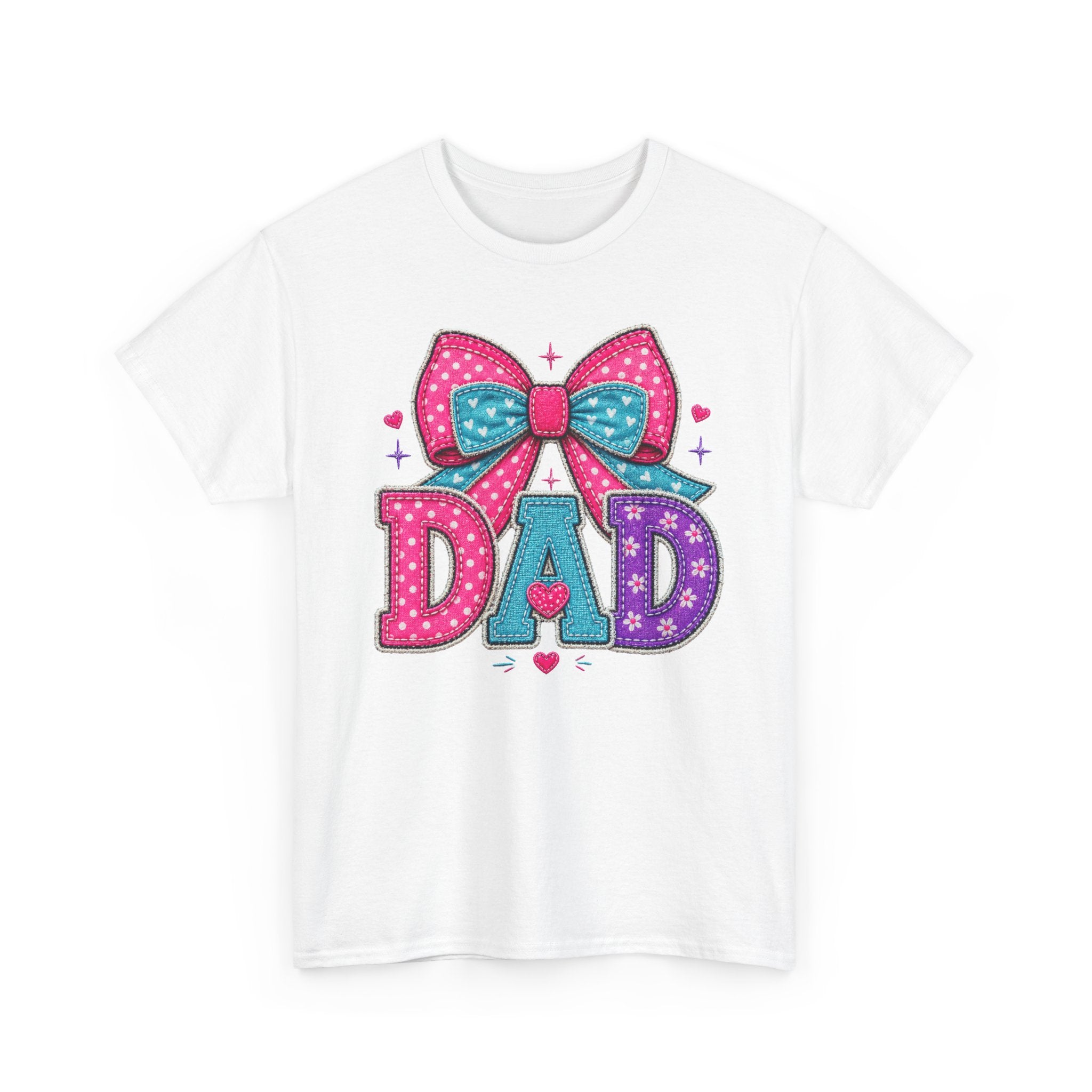 Dad Bow Graphic Tee — Cute Colorful "DAD" Design, Father's Day Gift