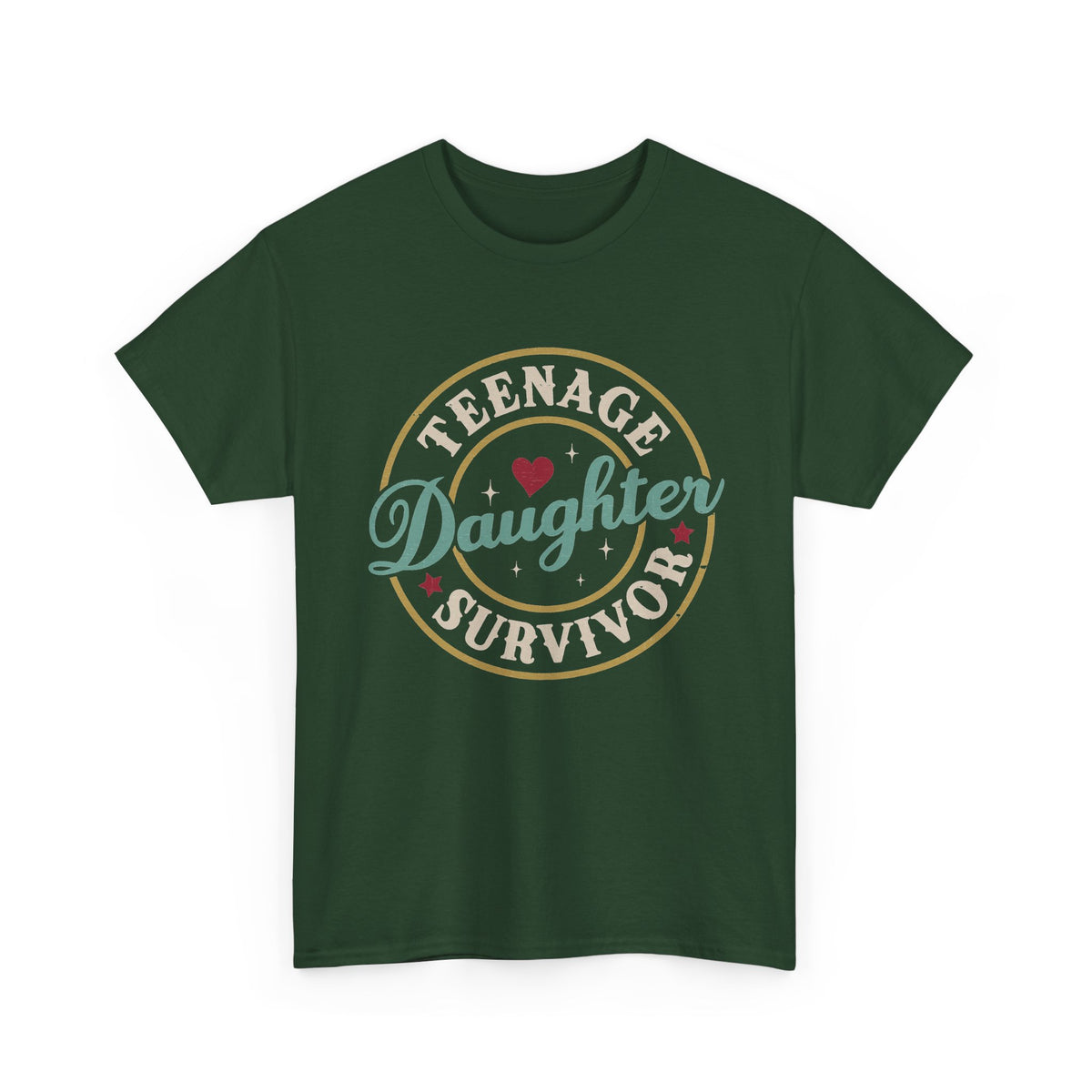 Teenage Daughter Survivor T-Shirt – Retro Heart Badge Tee for Moms & Families
