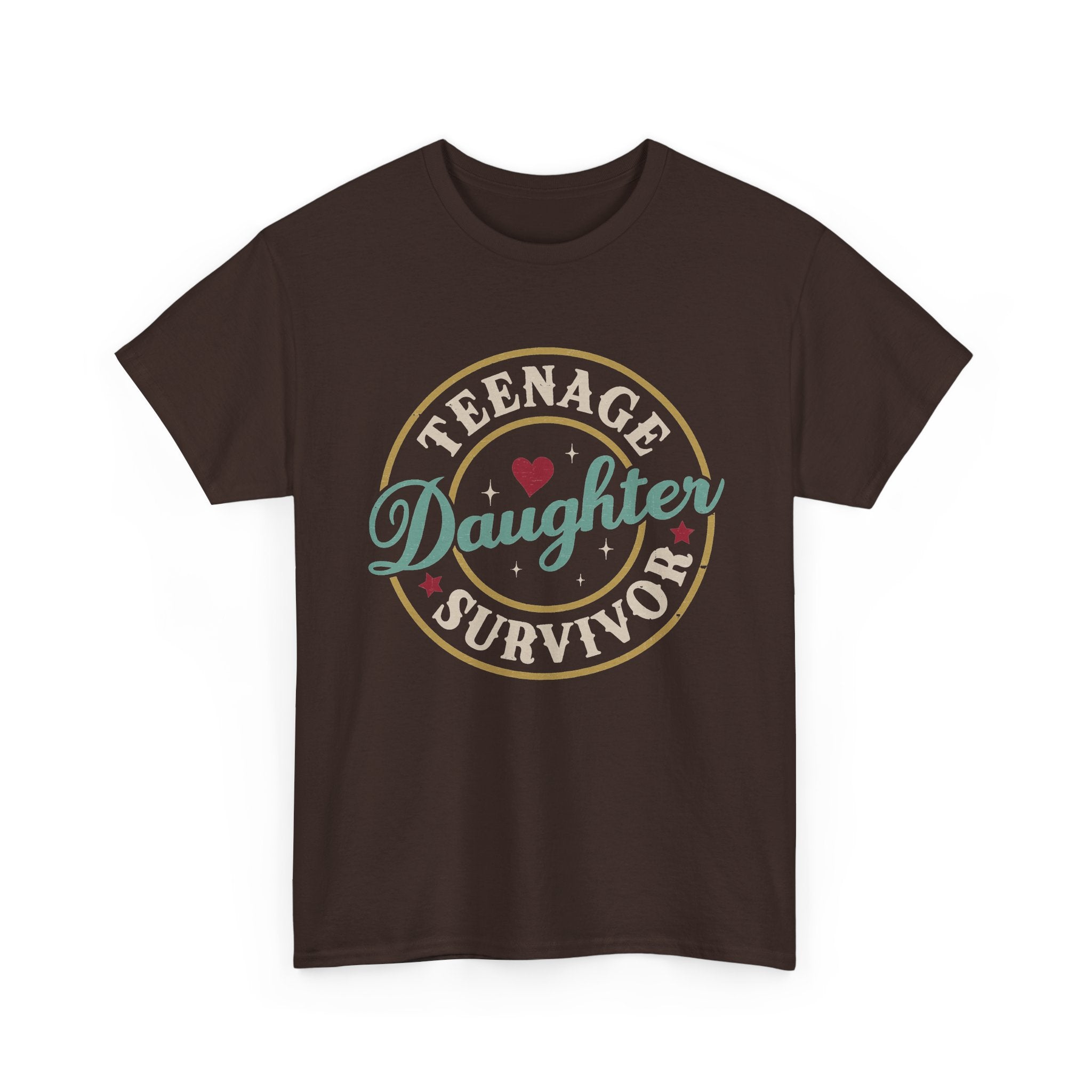 Teenage Daughter Survivor T-Shirt – Retro Heart Badge Tee for Moms & Families